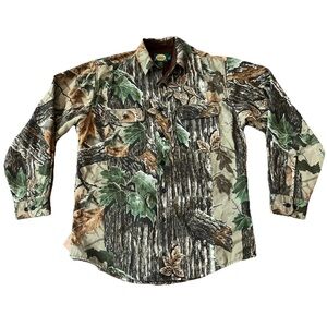 Vintage Cabela’s Men’s Button Up Camo Jacket Shirt Realtree Fleece Lined